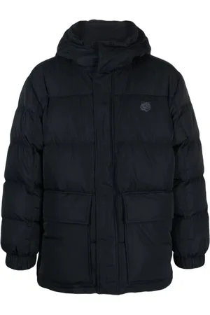 Maison Kitsuné Homme, Vestes, Noir, Taille: S Veste Noire Matelassée avec Motif Renard