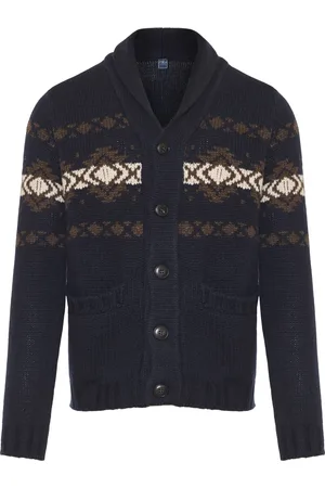 FEDELI Homme, Pulls, Bleu, Taille: M Cardigan en cachemire
