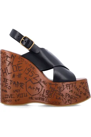 Chloé Femme, Chaussures, Noir, Taille: 39 EU Sandales compensées Maxime