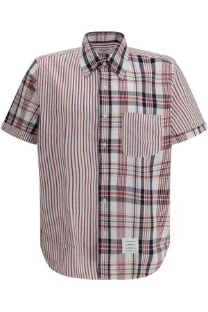 Thom Browne Homme, Chemises, Multicolore, Taille: L Chemise à Manches Courtes à Rayures et Patchwork