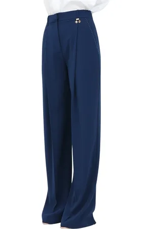 Elisabetta Franchi Femme, Pantalons, Bleu, Taille: 38 FR Pantalon Élégant Coupe Droite
