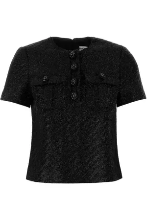 Self-Portrait Femme, Blouses et Chemises, Noir, Taille: 36 FR Haut Noir en Mélange de Polyester