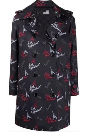 Moschino Femme, Manteaux, Noir, Taille: 38 FR Manteau Croisé