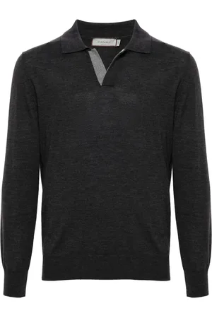 CANALI Homme, Tops, Gris, Taille: L Polo en laine sans boutons