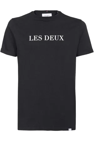 Les Deux Homme, Tops, Bleu, Taille: XS T-shirt Ras du Cou Côtelé en Coton