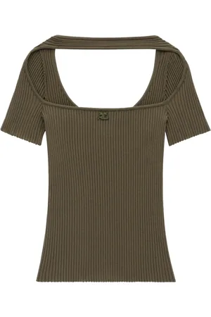 Courrèges Femme, Tops, Brun, Taille: 40 FR Hyperbole SS Rib Knit Sweater