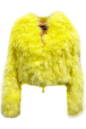 Dsquared2 Femme, Vestes, Jaune, Taille: 36 FR Blouson Aviateur en Plumes avec Fermeture Éclair