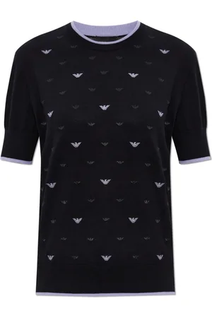 Emporio Armani Femme, Pulls, Noir, Taille: 38 FR Top avec Monogramme
