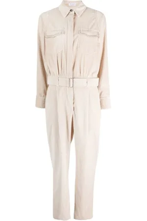 Brunello Cucinelli Femme, Combinaisons et Ensembles, , Taille: 40 FR Combinaison en velours côtelé avec ceinture