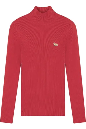 Maison Kitsuné Femme, Pulls, Rouge, Taille: 42 FR Maille Renard en Laine et Coton