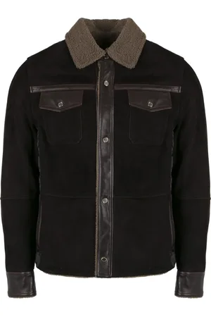 MOORER Homme, Vestes, Brun, Taille: M Veste en daim avec inserts en cuir