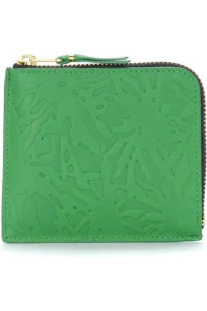Comme des Garçons Unisex, Accessoires, Vert, Taille: ONE Size Portefeuille en Cuir Forêt Gaufré