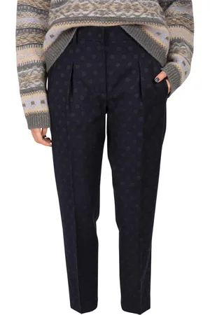 Brunello Cucinelli Femme, Pantalons, Noir, Taille: 38 FR Pantalon Fantaisie Rayé Bleu