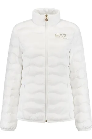 EA7 Femme, Vestes, Blanc, Taille: 40 FR Veste de Sport Blanche à Fermeture Éclair