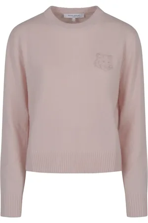 Maison Kitsuné Femme, Pulls, Rose, Taille: 42 FR Pull Court Brodé Tête de Renard Audacieuse