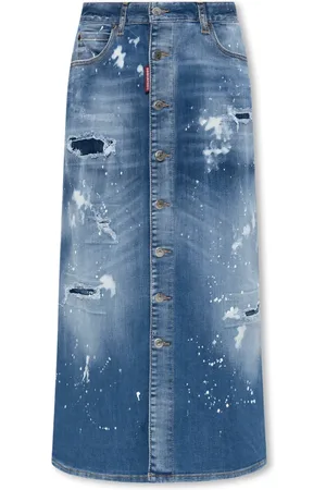 Dsquared2 Femme, Jupes, Bleu, Taille: 36 FR Jupe en mélange de coton bleu