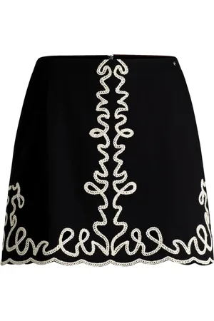 HUGO BOSS Femme, Jupes, Noir, Taille: 42 FR Jupe en Coton Brodée C_Valembroi 50540412 Noir