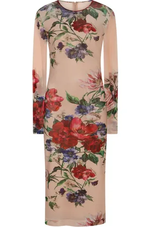 Dolce & Gabbana Femme, Robes, Multicolore, Taille: 40 FR Robe Crayon Florale Transparente
