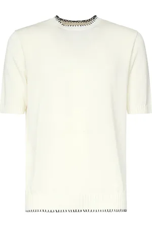 ELEVENTY Homme, Tops, Blanc, Taille: XL Pull en coton blanc avec point de feston