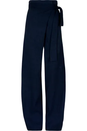 Cortana Femme, Pantalons, Bleu, Taille: 38 FR Pantalon Enveloppant en Lin et Cupro