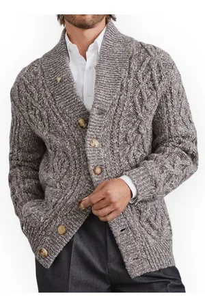 Brunello Cucinelli Homme, Pulls, Gris, Taille: L Cardigan Élégant