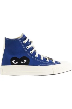 Comme des Garçons Femme, Chaussures, Bleu, Taille: 38 EU Baskets montantes en toile bleue avec logo cœur CDG