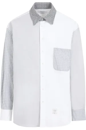 Thom Browne Homme, Chemises, Multicolore, Taille: L Chemise Oversize à Manches Longues en Coton Blanc