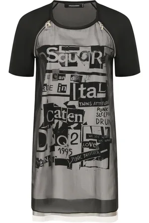 Dsquared2 Femme, Robes, Noir, Taille: 36 FR Mini-robe en soie imprimée avec détails zippés