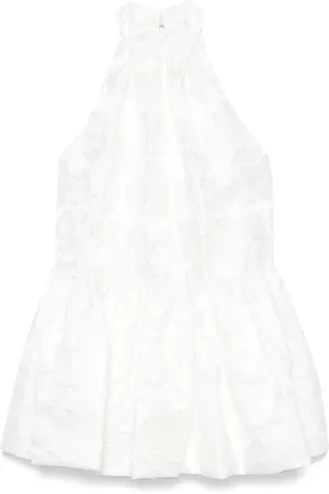 By Malina Femme, Robes, Blanc, Taille: 36 FR Robe Blanche à Col Halter avec Détails Plissés
