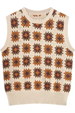 Summum Woman Femme, Pulls, Multicolore, Taille: 42 FR Haut Sans Manches Rétro Crochet