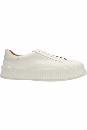 Jil Sander Homme, Chaussures, Blanc, Taille: 45 EU Baskets en Cuir Blanc Aw24