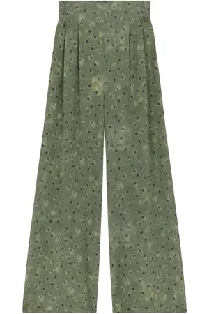Cortana Femme, Pantalons, Vert, Taille: 42 FR Pantalon Imprimé en Soie