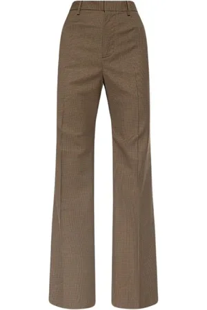 Dsquared2 Femme, Pantalons, Brun, Taille: 38 FR Pantalon de Costume en Laine Pied-de-Poule Coupe Slim