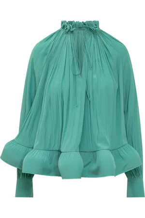 Lanvin Femme, Blouses et Chemises, Vert, Taille: 40 FR Blouse à Volants et Col à Nouer