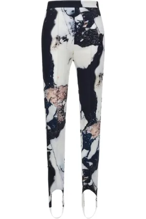 Roberto Cavalli Femme, Pantalons, Multicolore, Taille: 36 FR Pantalon Imprimé Marbre Noir/Blanc Femme