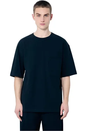 LEMAIRE Homme, Tops, Noir, Taille: L T-shirt à col rond en coton avec poche