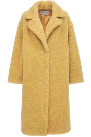 Stand Studio Femme, Vestes, Jaune, Taille: 42 FR Manteau Teddy Oversize en Fausse Fourrure