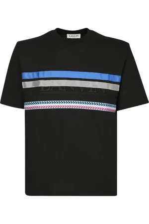 Lanvin Homme, Tops, Noir, Taille: S T-Shirt avec Imprimé Logo Graphique