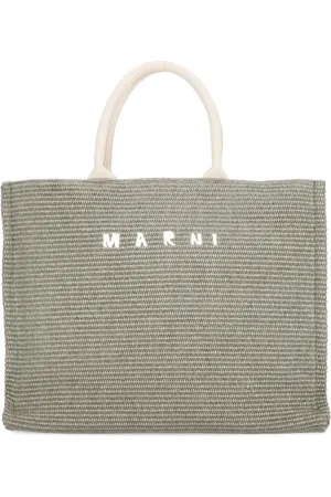 Marni Femme, Sacs, Vert, Taille: ONE Size Sac shopping vert en coton avec anses