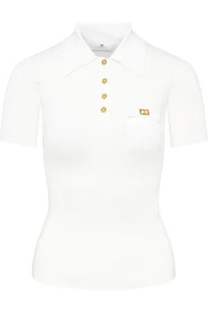 Elisabetta Franchi Femme, Tops, Blanc, Taille: 40 FR Top en maille ivoire