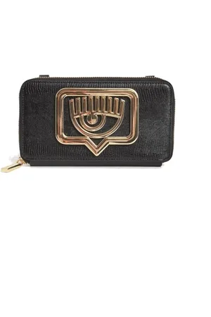 Chiara Ferragni Femme, Accessoires, Noir, Taille: ONE Size Portefeuille Eyelike avec Chaîne