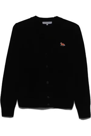 Maison Kitsuné Femme, Pulls, Noir, Taille: 38 FR Cardigan Boxy avec Patch Bébé Renard