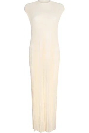 ALYSI Femme, Robes, Blanc, Taille: 40 FR Robe Longue Beurre avec Détails Transparent