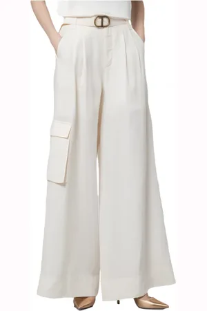 Twin-Set Femme, Pantalons, Blanc, Taille: 38 FR Pantalon Cargo Ivoire Lin