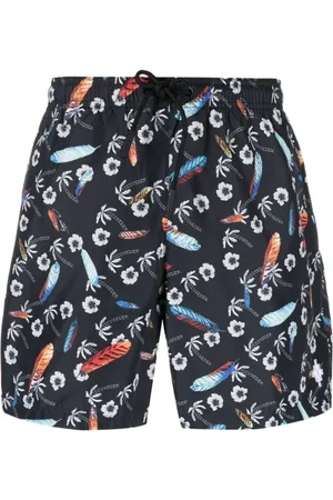 MARCELO BURLON Homme, Maillots de bain, Noir, Taille: S Short de Bain Imprimé Hawaii