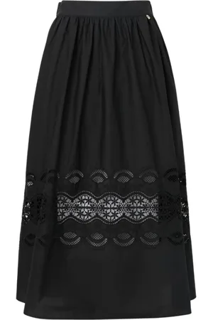 Liu Jo Femme, Jupes, Noir, Taille: 36 FR Jupe Longue en Coton Noir avec Fermeture Éclair
