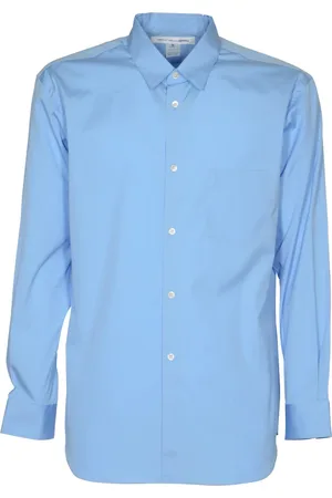 Comme des Garçons Homme, Chemises, Bleu, Taille: L Chemise Unie en Popeline de Coton Bleue