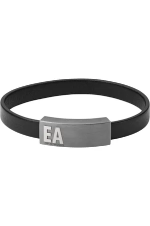 Emporio Armani Homme, Accessoires, Noir, Taille: ONE Size Bracelet Essentiel en Cuir Noir