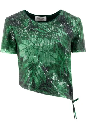ERMANNO SCERVINO Femme, Tops, Vert, Taille: 34 FR Veste à Revers à Paillettes