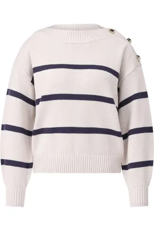 Luisa Cerano Femme, Pulls, , Taille: 44 FR Pull Rayé à Boutons aux Épaules